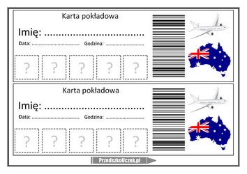 Karta pokładowa Bilet lotniczy Australia Dzień Australii Podróże po Australii