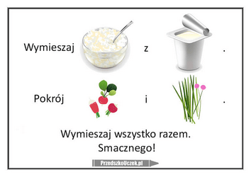 Dzień Zdrowia Zajęcia Kulinarne Przepis na twarożek z warzywami karta słowno-obrazkowa