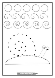 Ślimak ślimak pokaż rogi grafomotoryka karta pracy rysowanie do wierszyka masażyk relaksacyjny praca plastyczna