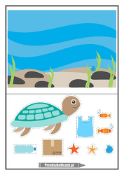 Dzień Przyjaciela Przyjaciele oceanu karta pracy Wycinanie Naklejanie żółw morski czysty ocean