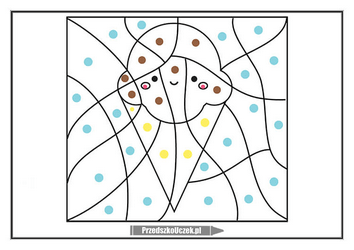 kodowanie kolorowanie według koloru lody grafomotoryka rysowany wierszyk rysowanie po śladzie zabawy manualne matematyczne zajęcia kulinarne
